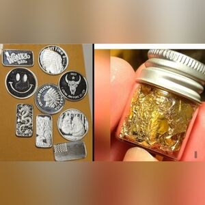 4g .999 Fine Silver & 1 Glass Jar 24k Gold Flake